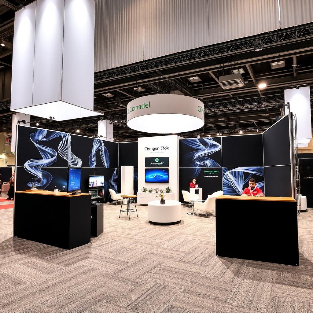 Large 20ft trade show display spanning wide booth space