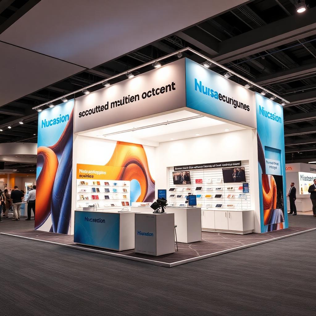 20ft modular island booth configuration with branding