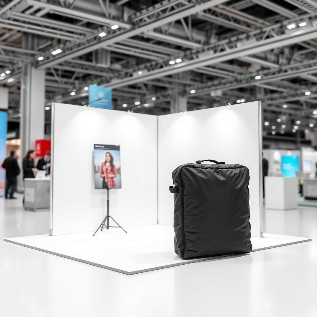 8ft display packed in portable carrying bag