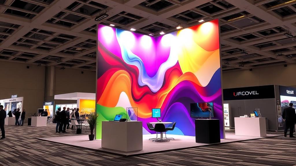 10ft straight fabric display wall with branded graphics