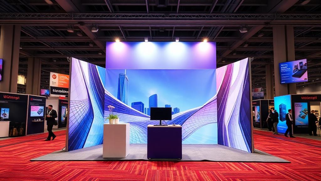 8ft trade show backdrop display in compact 10x10 booth space