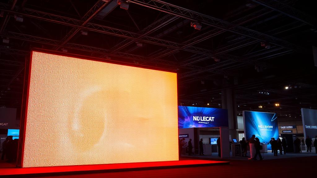 Backlit LED trade show display glowing compared to standard non-lit display