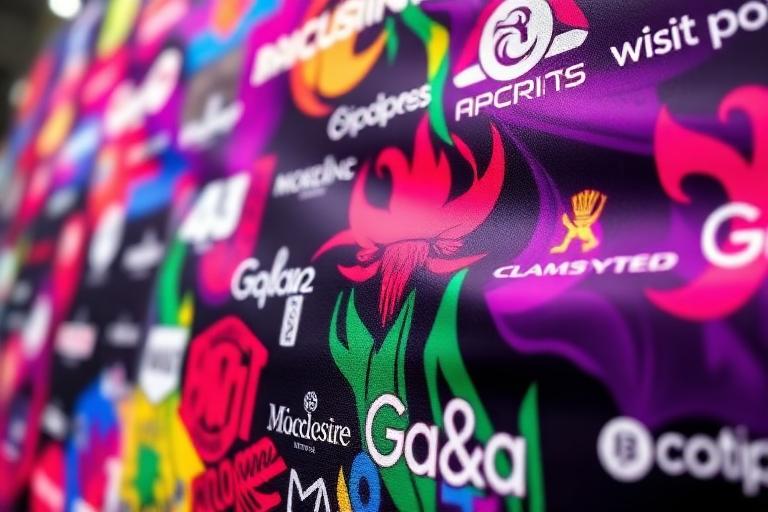 Close-up of vibrant dye sublimation printed graphics on trade show display fabric