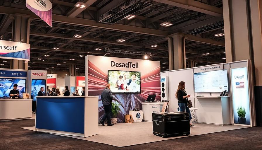 Compact pop-up display with carrying case counter at small trade show booth