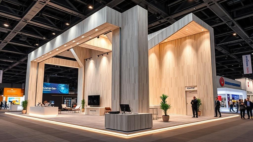 Custom trade show booth build with premium architectural elements