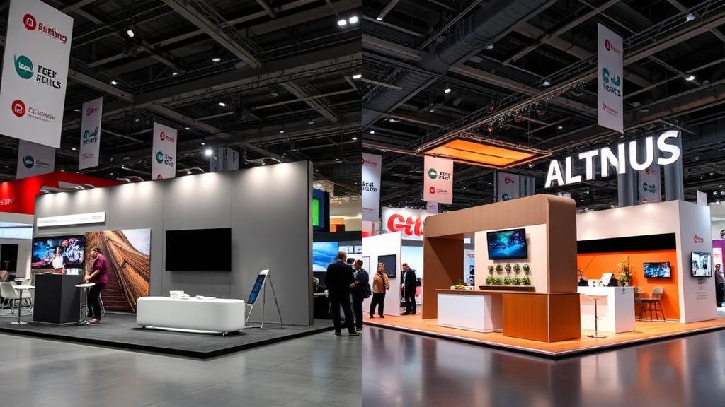 Pop-up display versus modular exhibition stand comparison in trade show setting