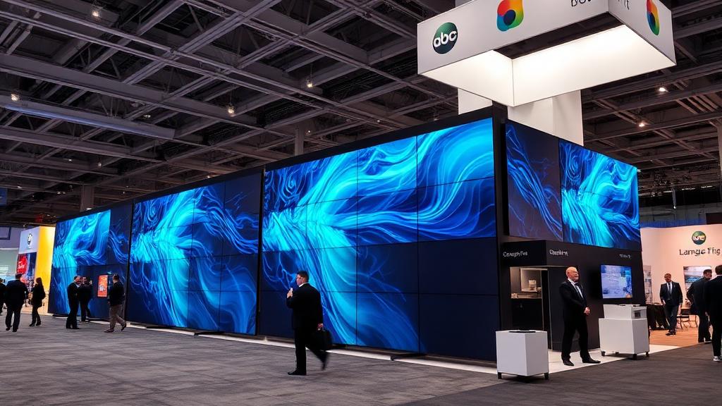 Smart fit multi panel display wall system at trade show