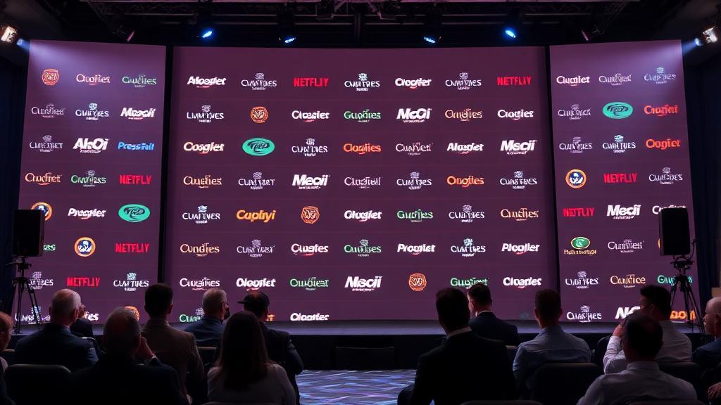 Branded media wall banner at press conference event