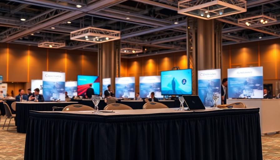 Creative tabletop trade show display ideas with branded banners at conference