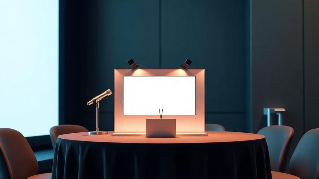 Tabletop pop-up display mini booth on conference table