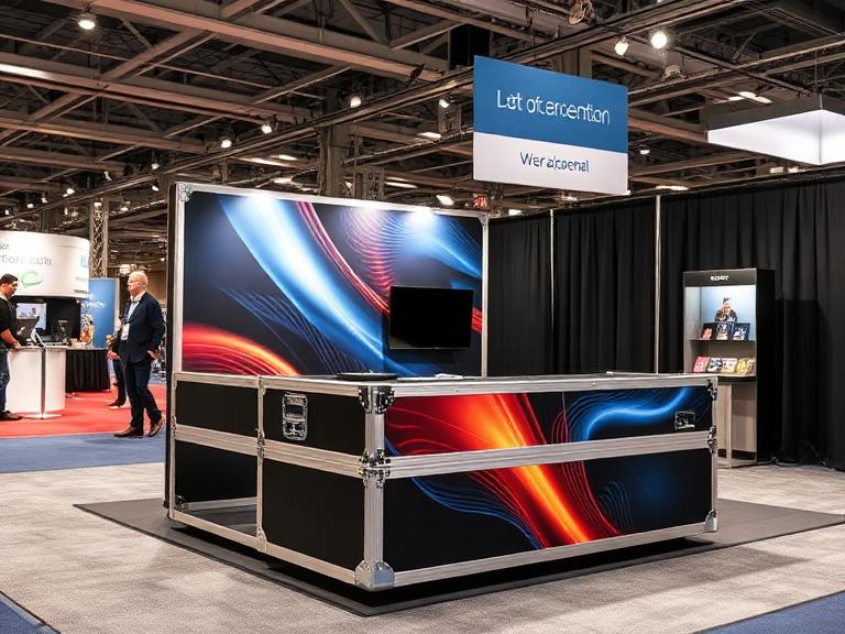 Trade show display case converted to booth counter
