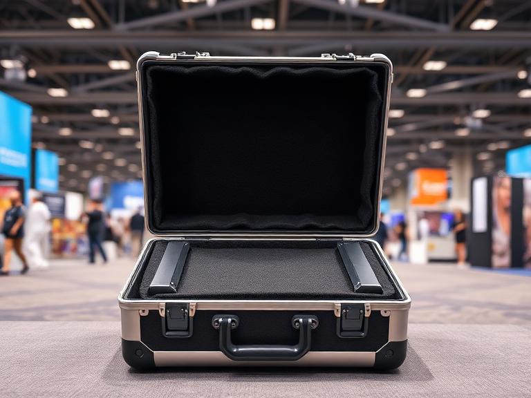 Padded interior trade show display carrying case for graphics