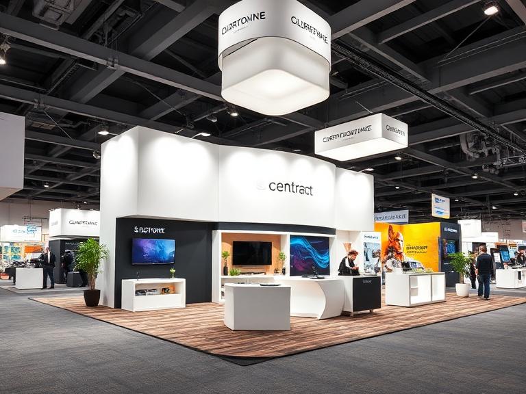 Branded carpet trade show display flooring in exhibition booth