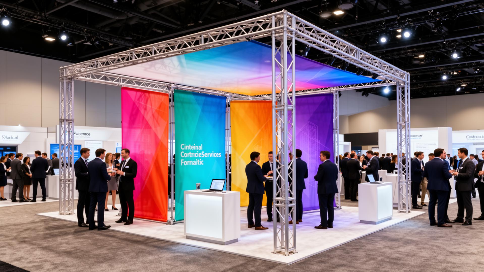 Complete trade show exhibit booth at convention center