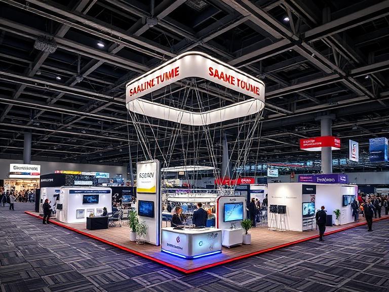 20x20 island trade show display with arch tower