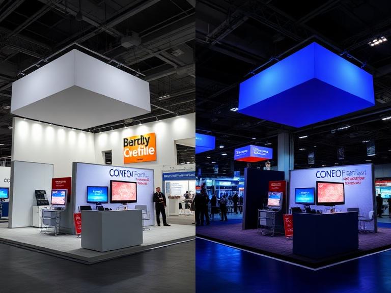 Trade show display lighting impact comparison