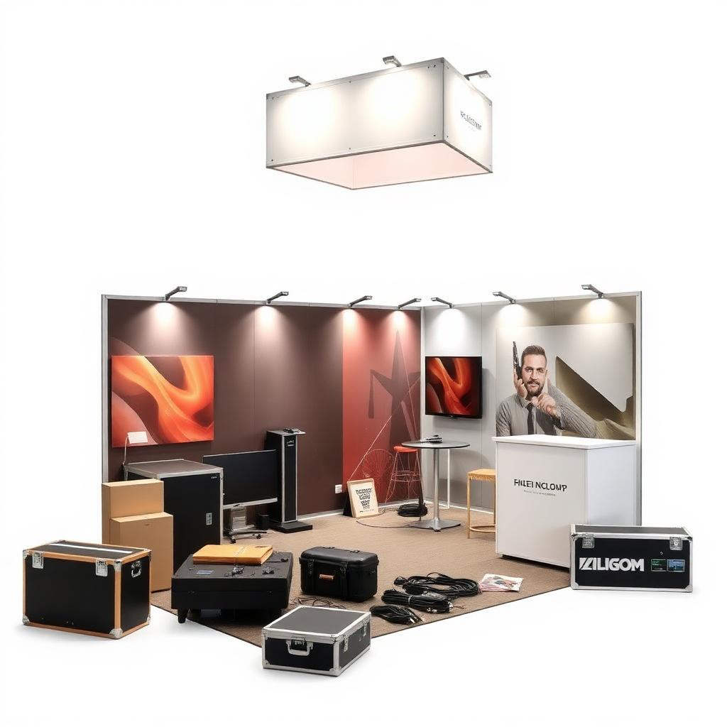 Booth package components unboxed showing all included items