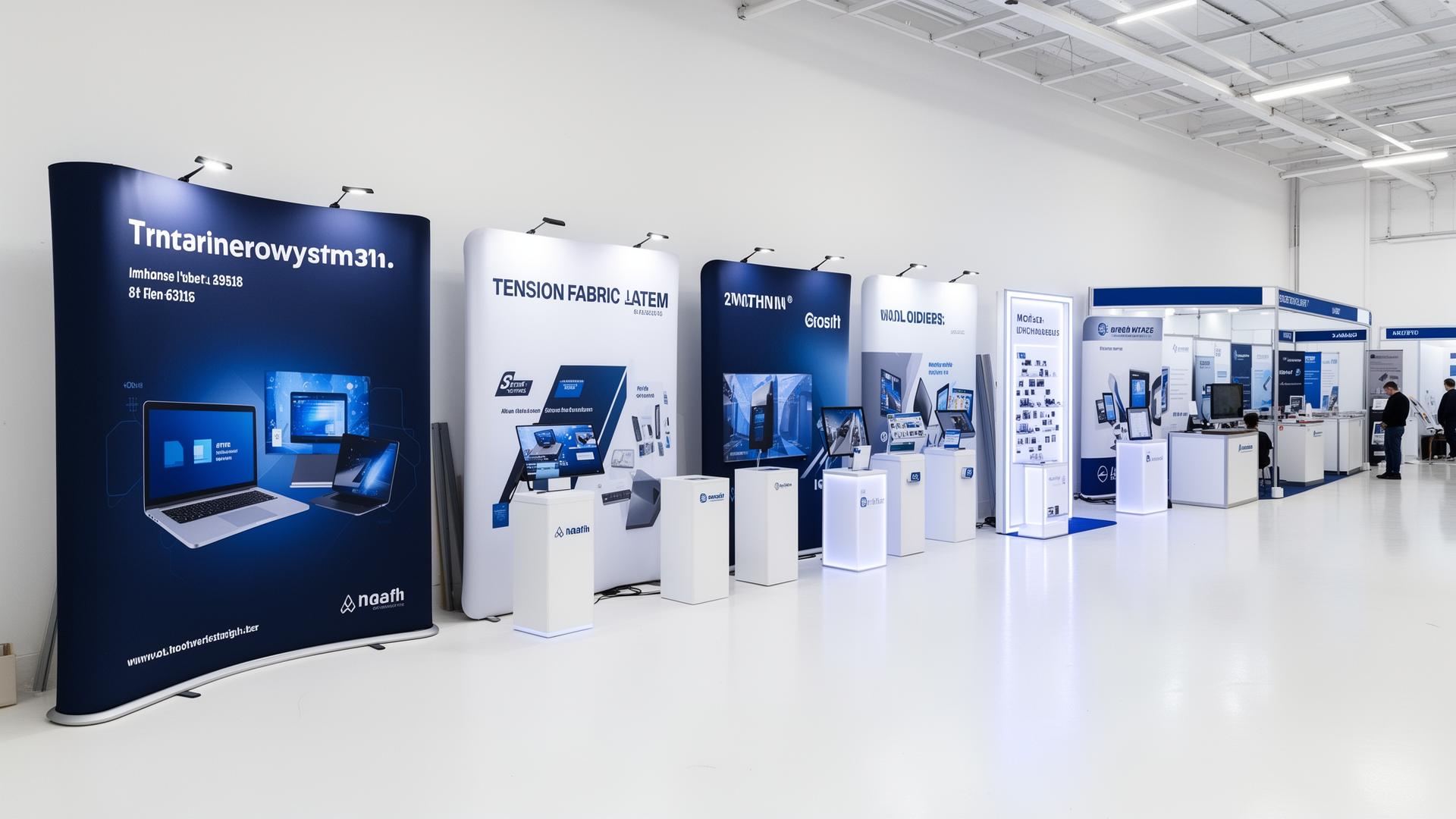 Complete line of trade show display systems in showroom