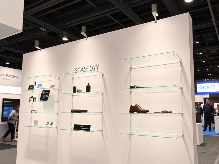 Acrylic trade show display shelves for product showcase