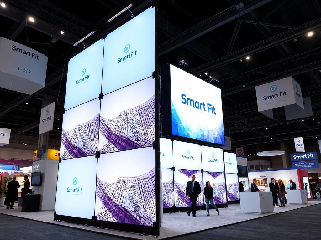 Smart Fit multi panel display system in L-shape booth configuration