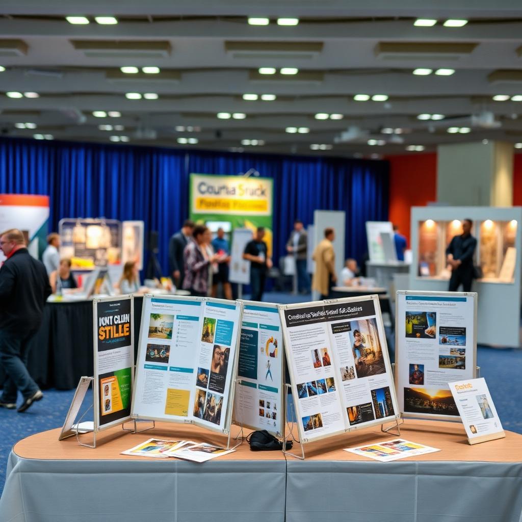 Multiple tabletop displays at educational fair