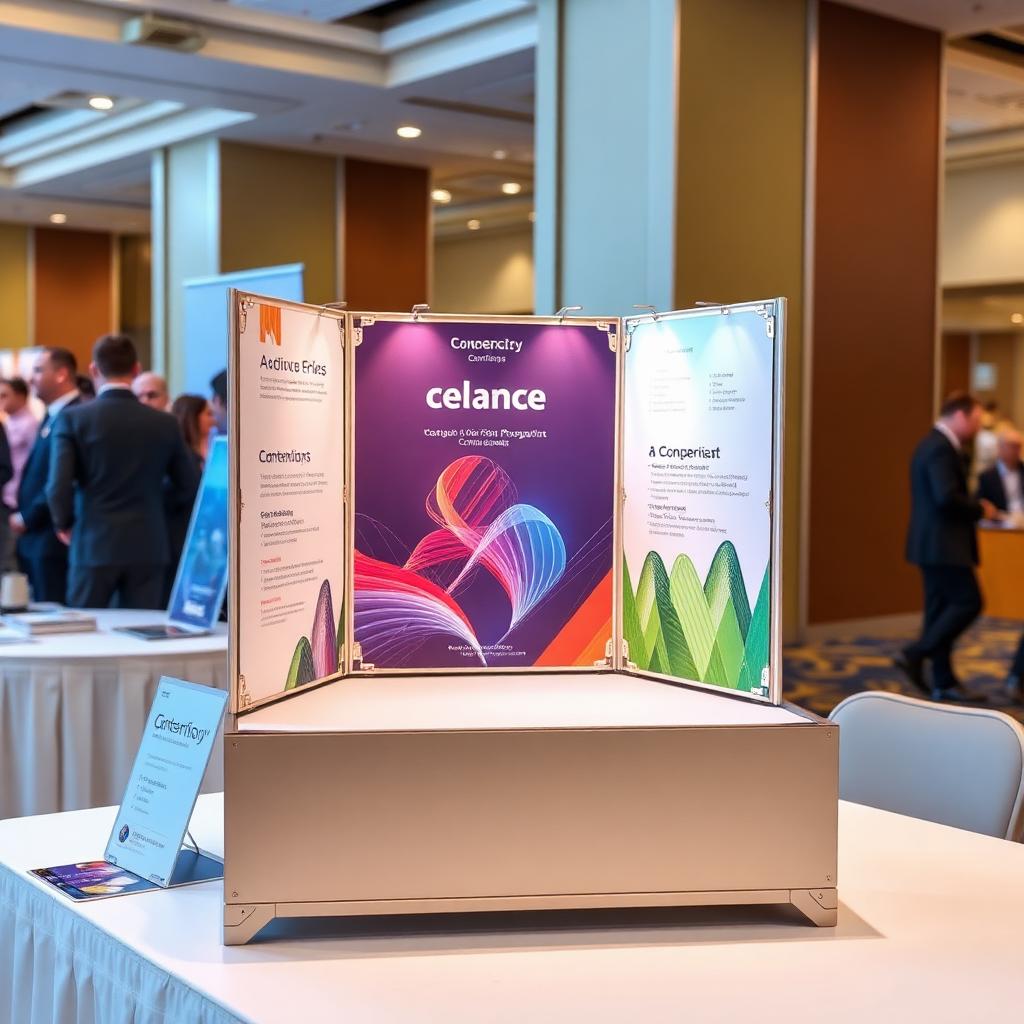 Tabletop pop up display at conference registration desk