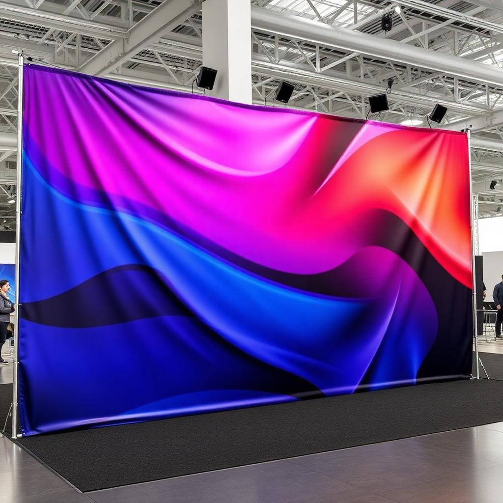 Seamless tension fabric display wall with vibrant dye sublimation graphics