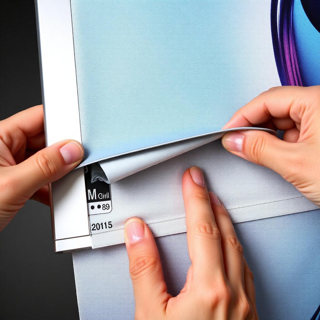 Silicone edge graphic being inserted into aluminum frame channel