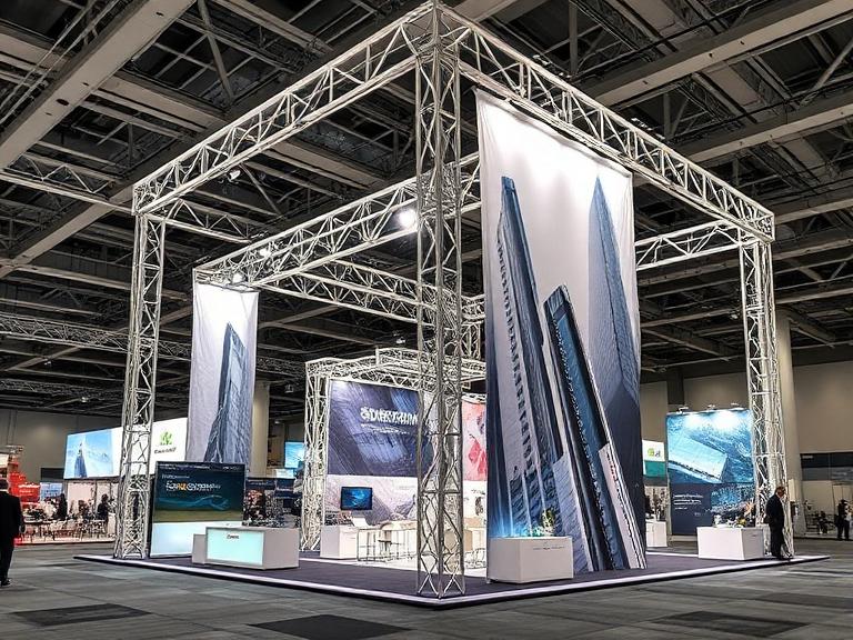 Aluminum truss trade show display booth structure