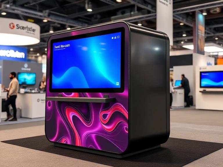 Portable trade show kiosk monitor display stand