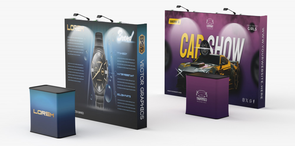 8ft straight tension fabric display with seamless pillowcase graphics